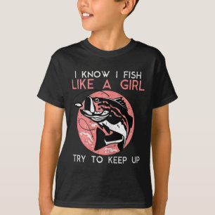 Jag vet hur man fiskar som en tjej Coola fiskande  T Shirt