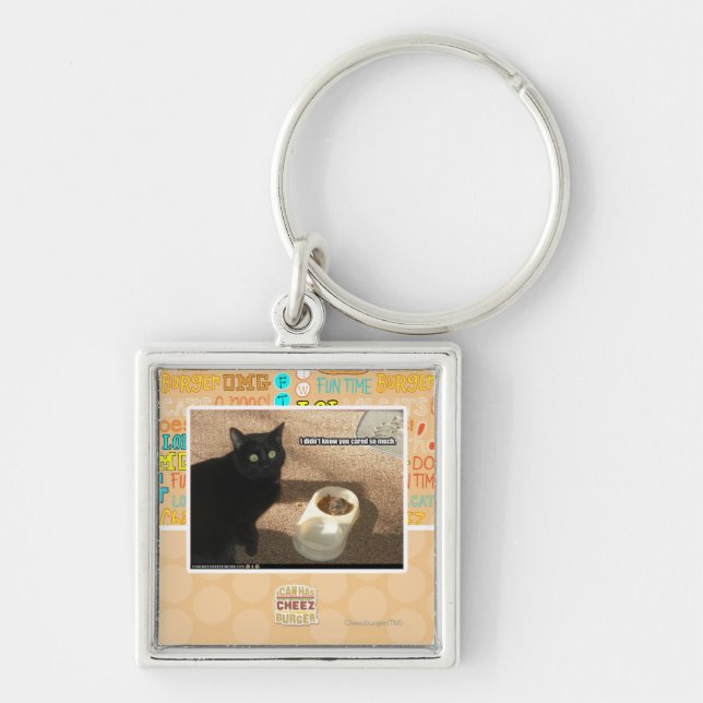 Jag vet inte att du att bry sig fyrkantig silverfärgad nyckelring (Framsidan)