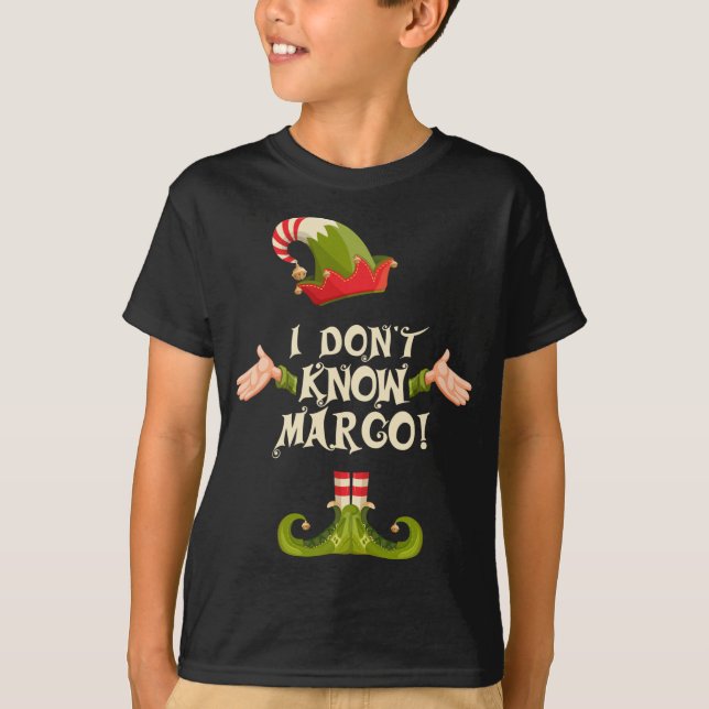 Jag vet inte om Margo Elf-familjen matchar jul L T Shirt (Framsida)
