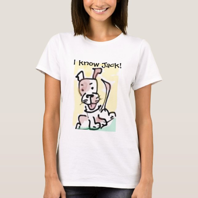 Jag vet Jack! Hund Russell Tecknad Jack T Shirt (Framsida)