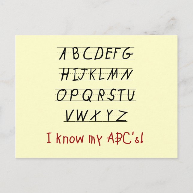 Jag vet mina ABC-skjortor och presenter Vykort (Framsida)