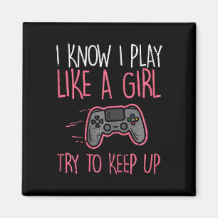 Jag vet spelar som tjejgamer roliga tjejer barn Sm Magnet