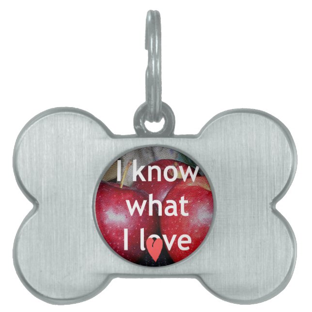 "Jag vet vad jag Kärlek" - Apple-ThLED-design ID-bricka Husdjur (Framsidan)