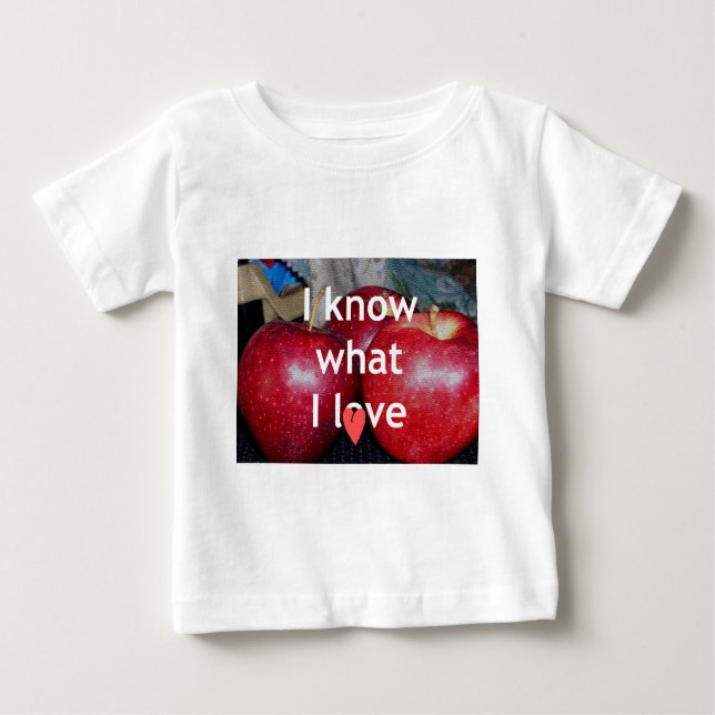 "Jag vet vad jag Kärlek" - Apple-ThLED-design T Shirt (Framsida)
