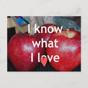 "Jag vet vad jag Kärlek" - Apple-ThLED-design Vykort
