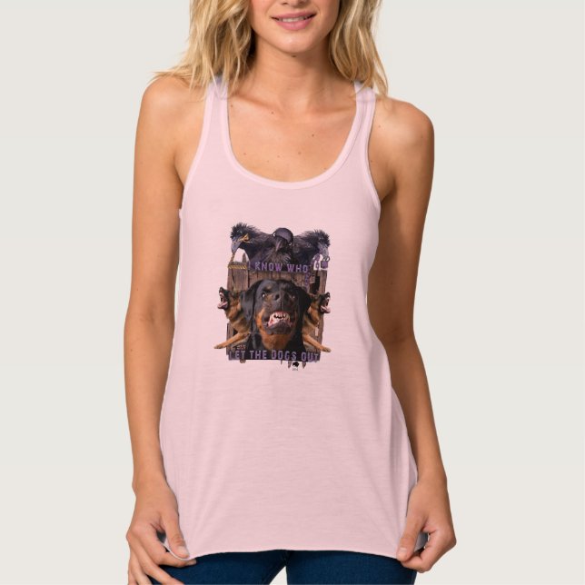 Jag vet vem som släppte ut hundar! linne med racerback  (Framsida)