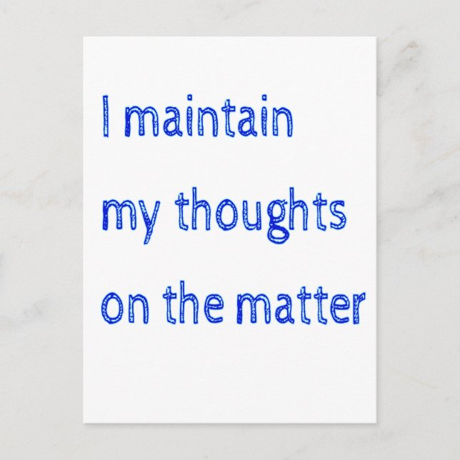 Jag vidhåller mina tankar i frågan vykort (Framsida)