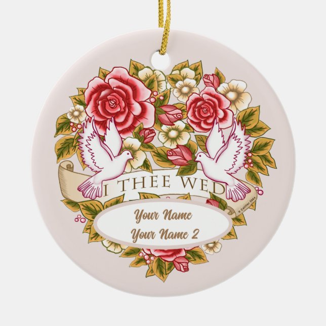 Jag vigs till dig  specialdesignad vigselornament julgransprydnad keramik (Framsidan)