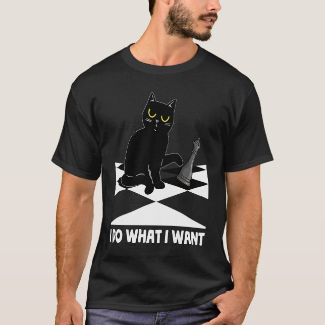 Jag vill att Chess Biet Checkmate ska gå till katt T Shirt (Framsida)