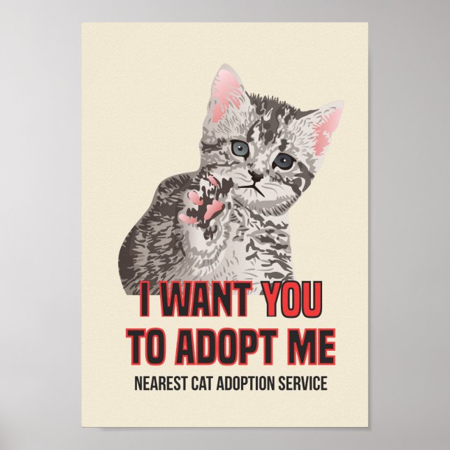 Jag vill att du antar mig om kattadoptionstjänsten poster (Framsidan)