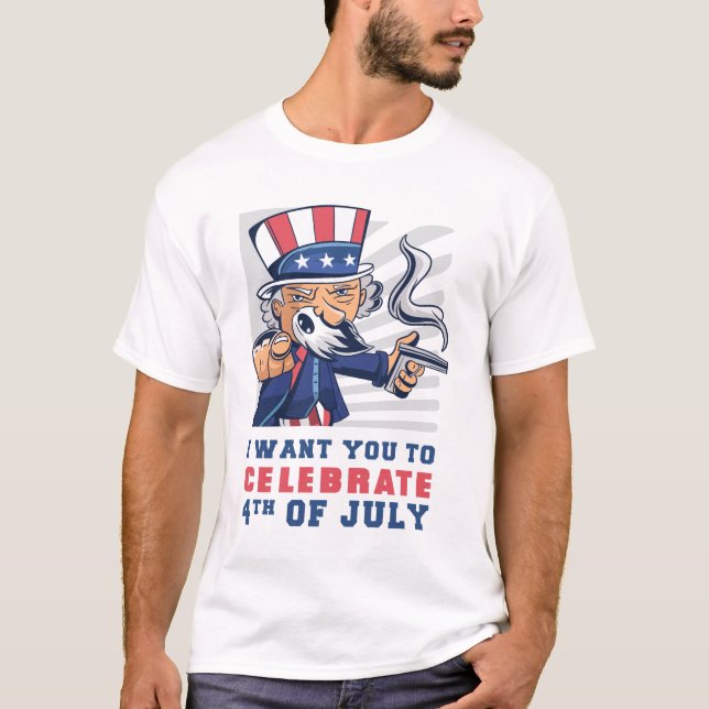 Jag vill att du firar den 4 juli t shirt (Framsida)