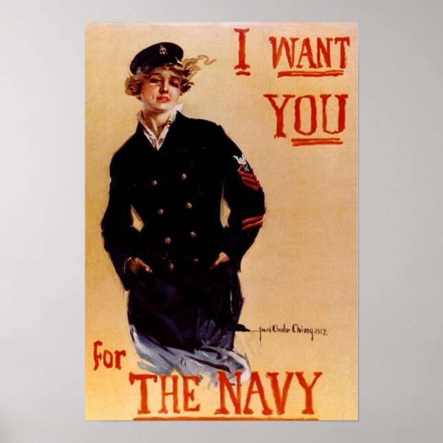 Jag vill att du Poster Vintage Navy (Framsidan)