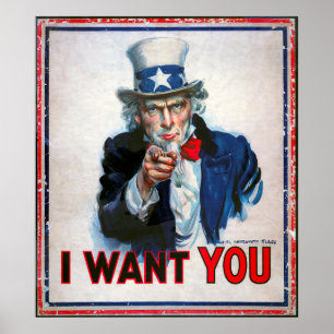 JAG VILL ATT DU SÄGER UNCLE SAM 1917 POSTER