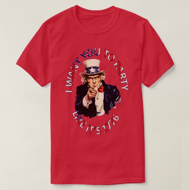 Jag vill att du ska gilla Party 1776 T Shirt (Design framsida)