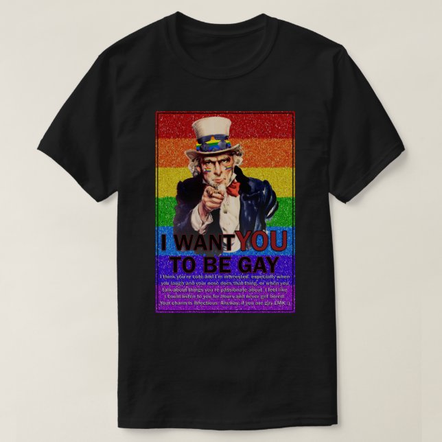 Jag vill att du ska vara gay t shirt (Design framsida)