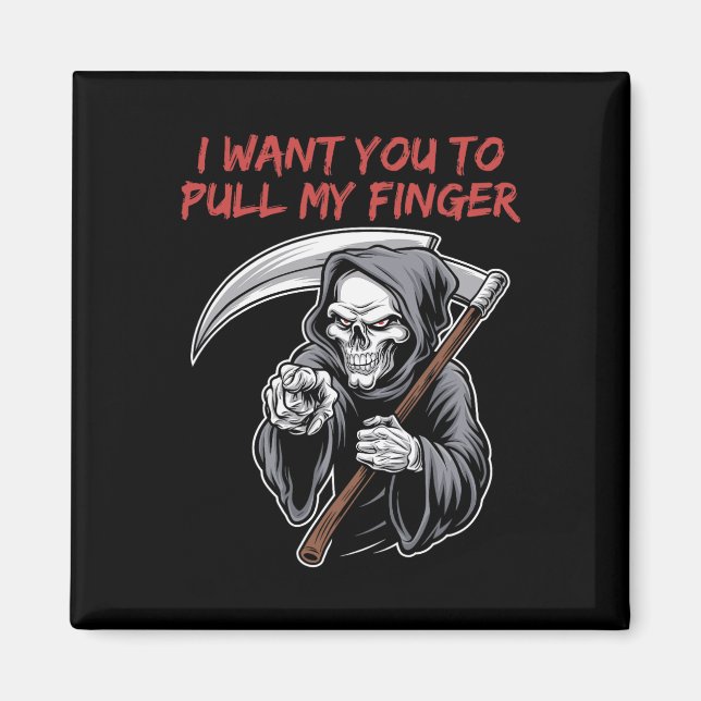Jag vill att du tar min Finger Grim Reaper Hallowe Magnet (Framsidan)