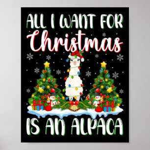 Jag vill att julen ska vara en Alpaca Julafton Trä Poster