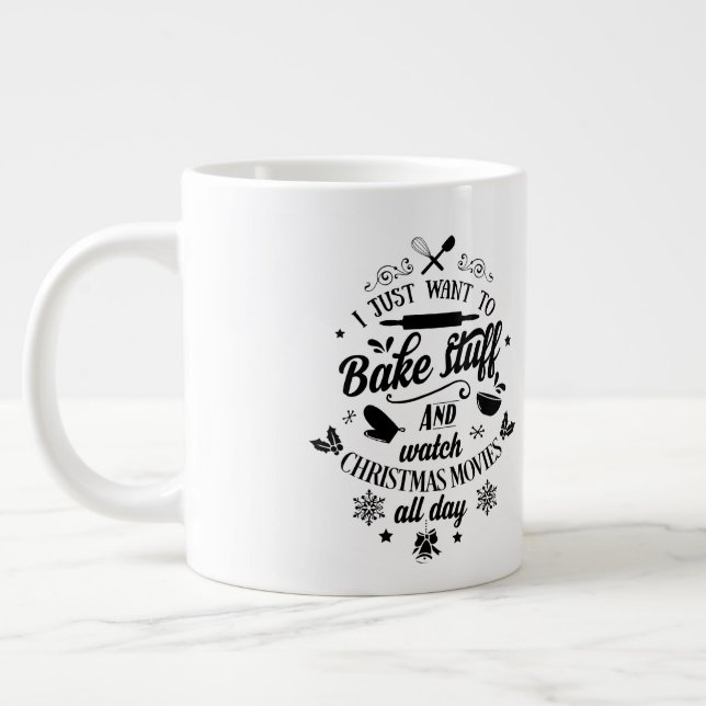 Jag vill bake /jul Quote/ Personlig mugg Jumbo Mugg (Vänster)