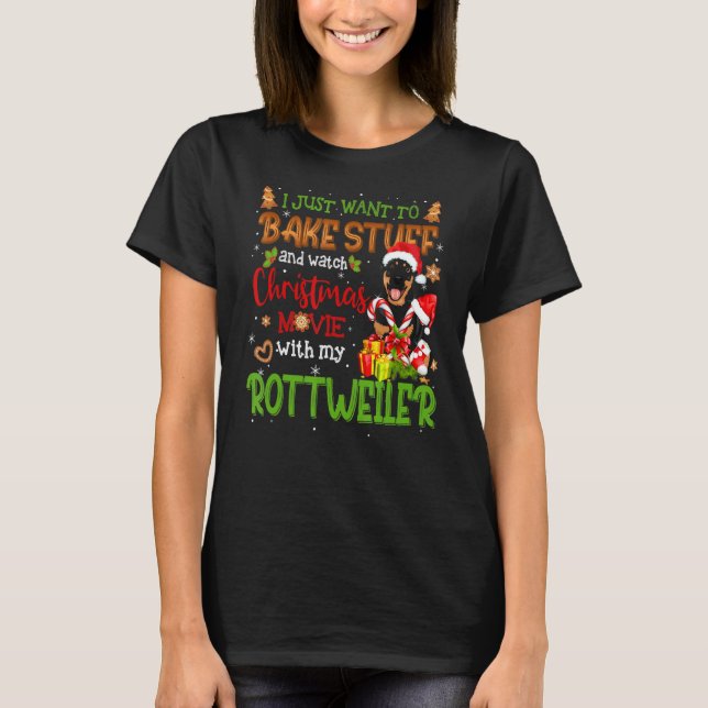 Jag vill bake Saker & Watch Julafton Movie Rottwei T Shirt (Framsida)