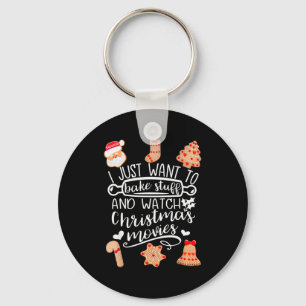 Jag Vill Bara Baka Saker Titta På Julfilmer C Nyckelring