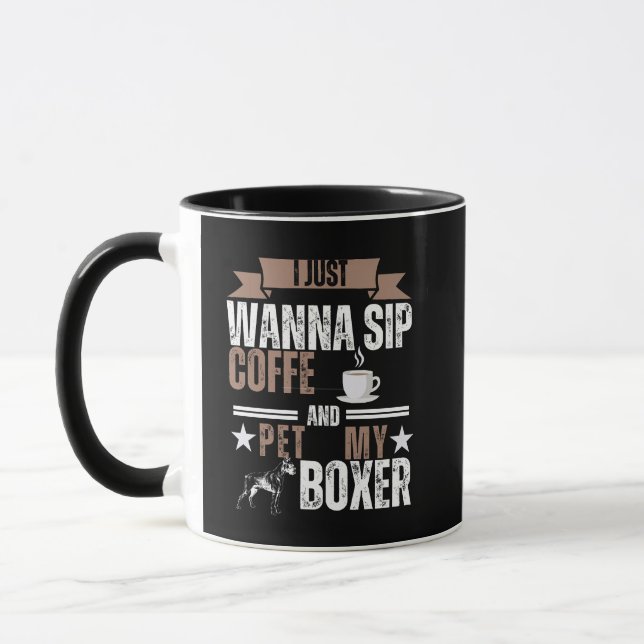 Jag vill bara dricka kaffe och äta min Boxer Hund Mugg (Vänster)