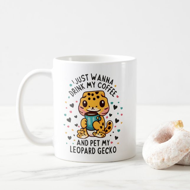 Jag vill bara dricka kaffe och pet min Leopard Gec Kaffemugg (Med munk)
