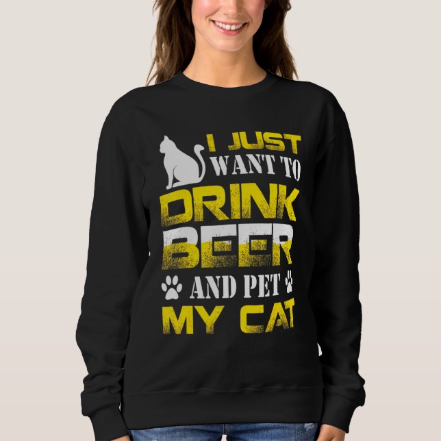 Jag vill bara dricka öl och äta mina katter. t shirt (Framsida)
