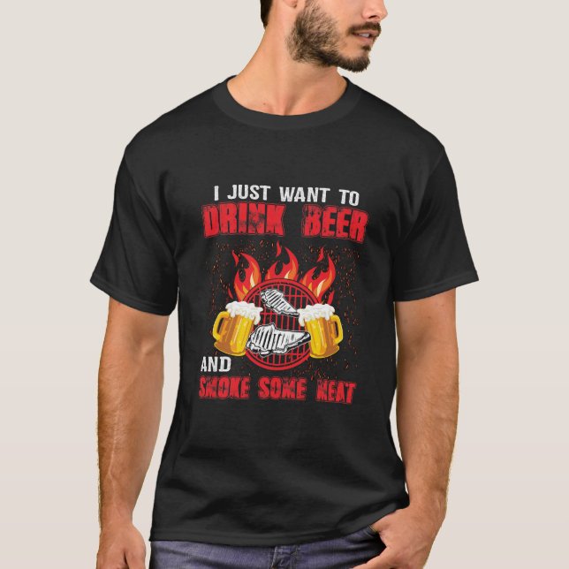 Jag vill bara dricka öl och röka lite Kött T Shirt (Framsida)