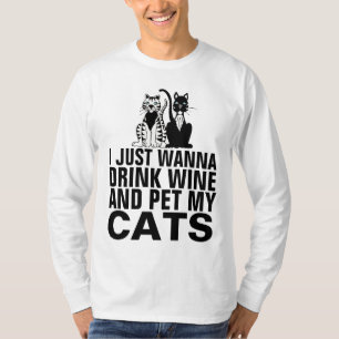 JAG VILL BARA DRINK VIN & PET MIN CATS T-SHIRTS