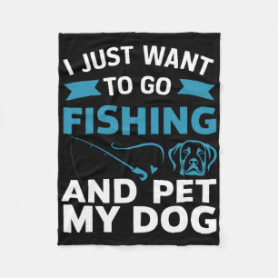 Jag vill bara fiska och äta min Hund Fleecefilt