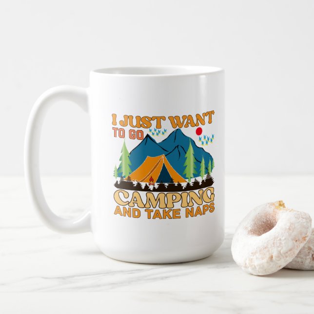 Jag vill bara gå Camping och ta kartor Kaffemugg (Med munk)