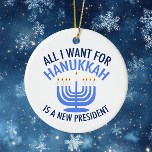 Jag vill bara ha en ny president julgransprydnad keramik