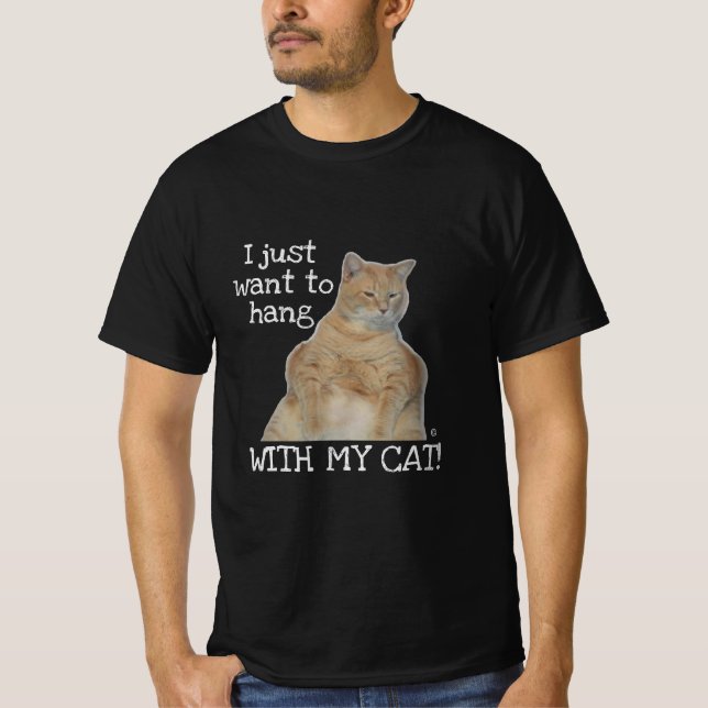 Jag vill bara hänga med min katt! Manx Cat T Shirt (Framsida)