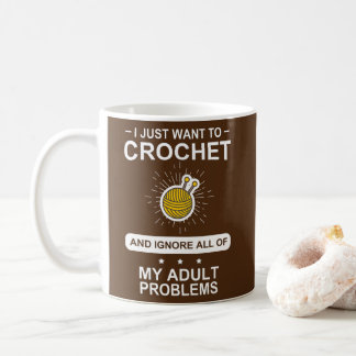 Jag vill bara kroschetschutta krokettgarnet kaffemugg
