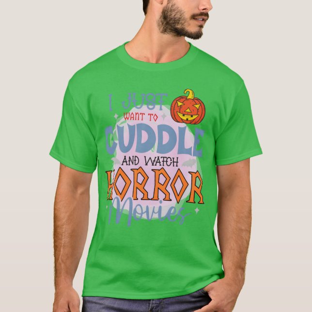 Jag vill bara leka och se skräckfilmer roliga t shirt (Framsida)