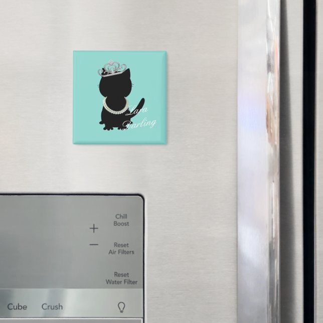 Jag vill Bära min Tiara Cat Teal Party Shower Magnet (In Situ (Fridge))