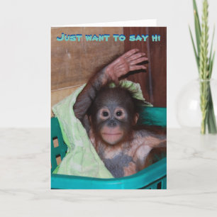 Jag vill bara säga hej - Waving Orangutan Kort