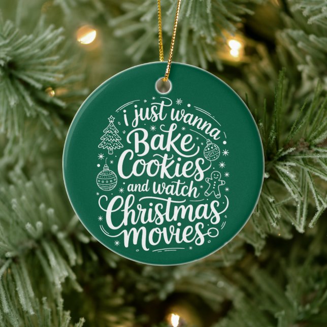 Jag vill bara se Cookies titta på julfilmer Julgransprydnad Keramik (Träd)