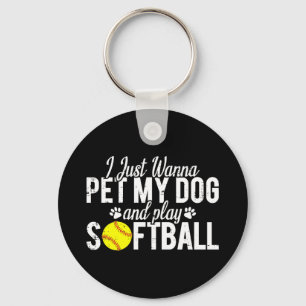 Jag Vill Bara Smeka Min Hund Och Spela Softboll Nyckelring