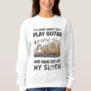 Jag Vill Bara Spela Gitarr Tröja Söta Dovendyr Hum