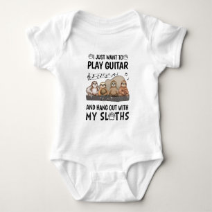 Jag vill bara spela Guitar Shirt Cute Sloths Humor T