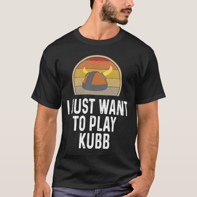 Jag vill bara spela Kubb svensk Gräsmatta Game T Shirt (Framsida)