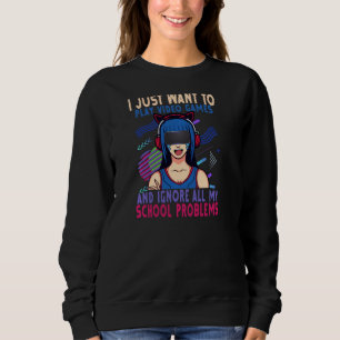 Jag vill bara spela videospel och ignorera skolan t shirt
