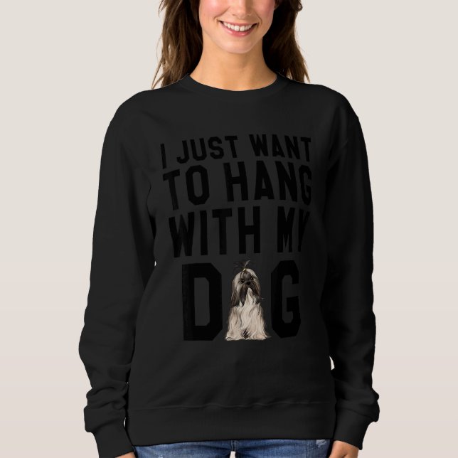 Jag vill bara stanna med min Lhasa Apsos Hund T Shirt (Framsida)