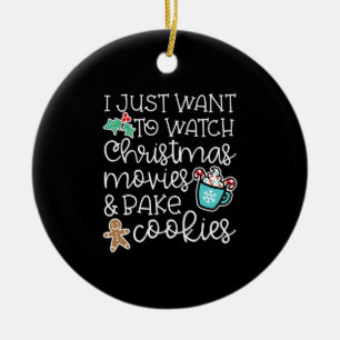 Jag vill bara titta på julfilmer baka cookies julgransprydnad keramik