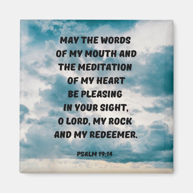 Jag vill be Gud Bible Verse Psalm 19:14 Magnet (Framsidan)