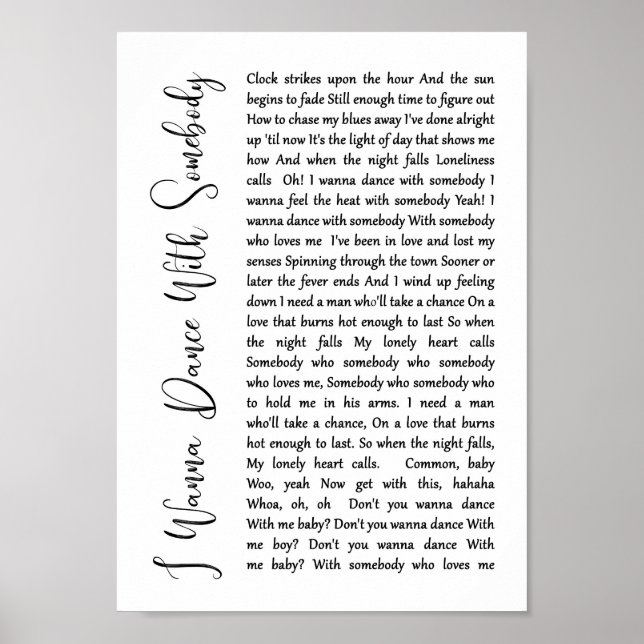 Jag vill dansa med nån vit skrik Sång Poster (Framsidan)