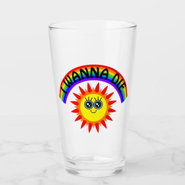 Jag vill Die - Rainbow Smiling Sol Glaskopp (Framsida)