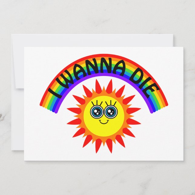 Jag vill Die - Rainbow Smiling Sol Inbjudningar (Framsida)