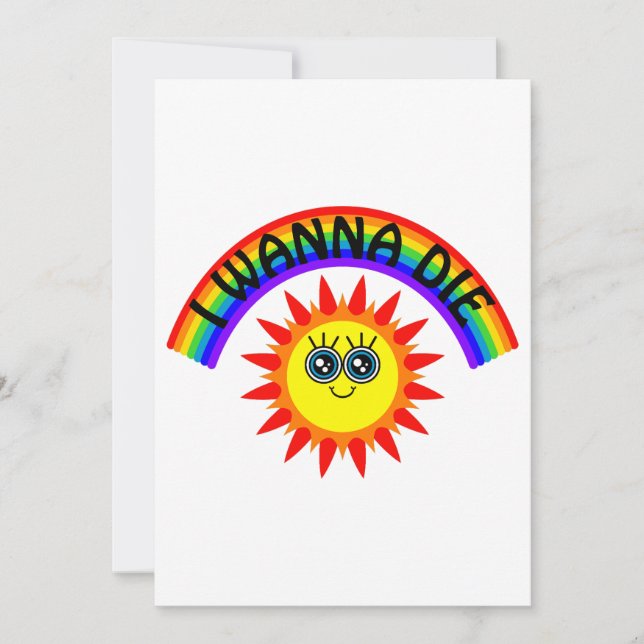 Jag vill Die - Rainbow Smiling Sol Julkort (Framsida)